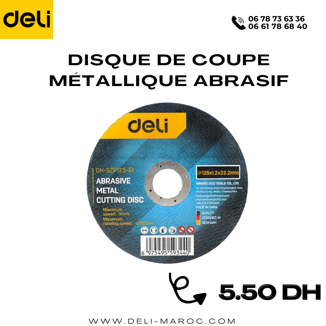 Disque de coupe métallique abrasif