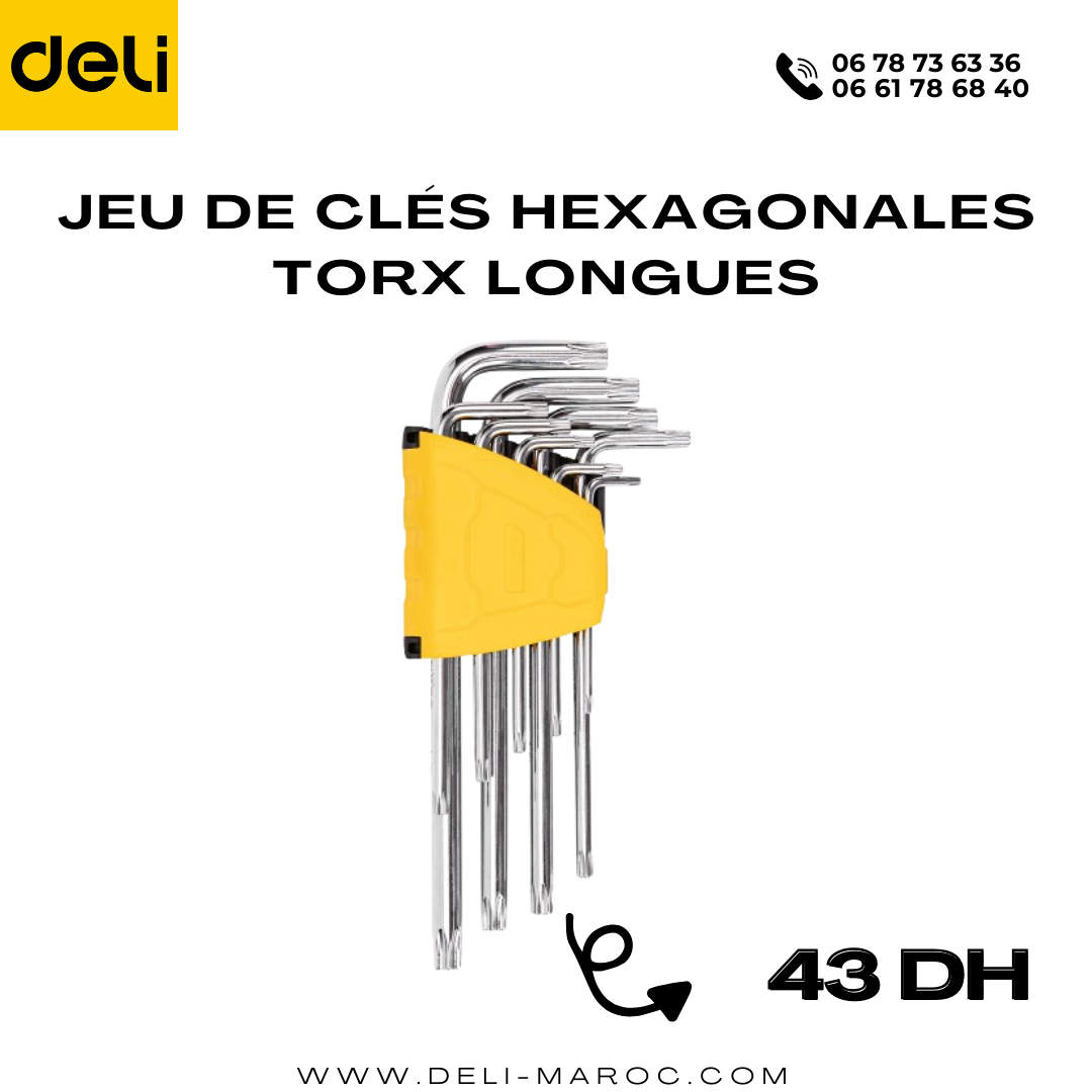 Jeu de clés hexagonales Torx longues