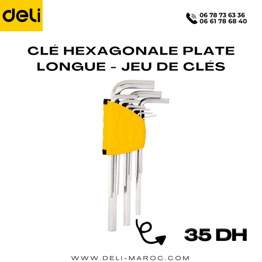 Clé hexagonale plate longue - Jeu de clés