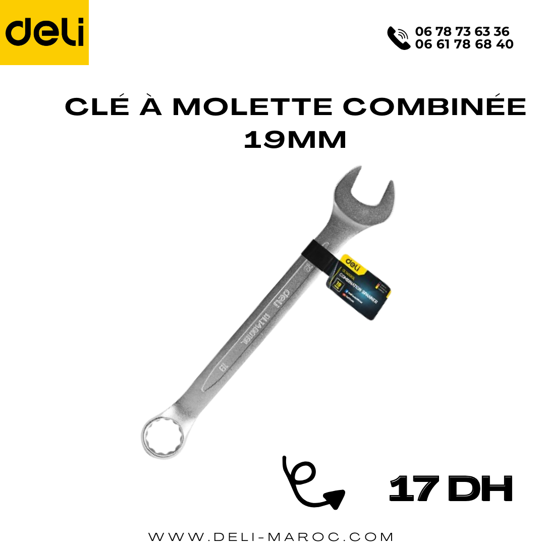 Clé à molette combinée 19mm